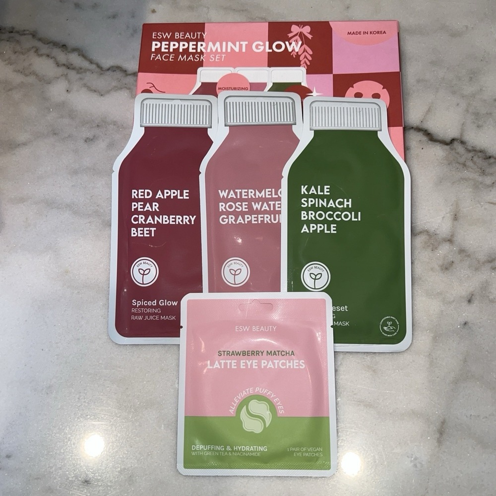 ESW Beauty Peppermint Glow 3 Face‎ Mask Set Plus Eye Patches Made in Korea